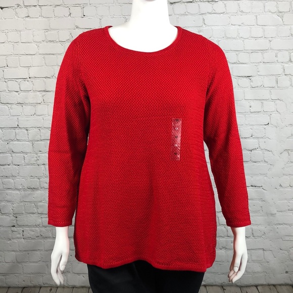 1X 3X Charter Club Red Long Sleeve Sweater Plus - Picture 2 of 4